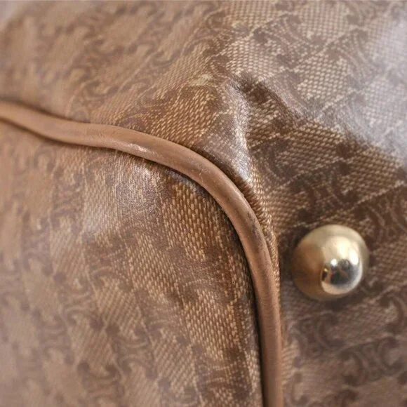 CELINE Vintage Macadam Blason Pattern Hand Boston Bag PVC Leather Beige … - Picture 7 of 12